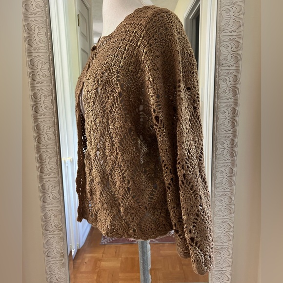 Ruby Rd. Brown Crochet Sweater - Picture 3 of 5